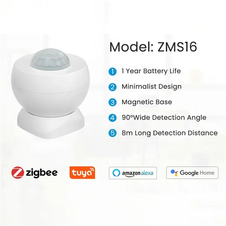 ZMS16 Zigbee Smart PIR Motion Sensor APP Remote Control Magnetic Wireless Detector ( Battery Powered )