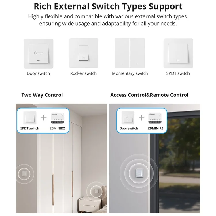 SONOFF ZBMINIR2 Zigbee Smart Switch Remote Control Voice Activated Timer Module