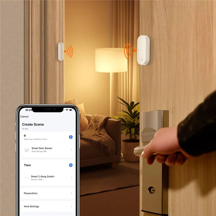 ZDS16 Intelligenter Heim-Sicherheits-Zigbee-Tür-Fenster-Magnetfeldsensor Mit App-Benachrichtigung Alarmgerät