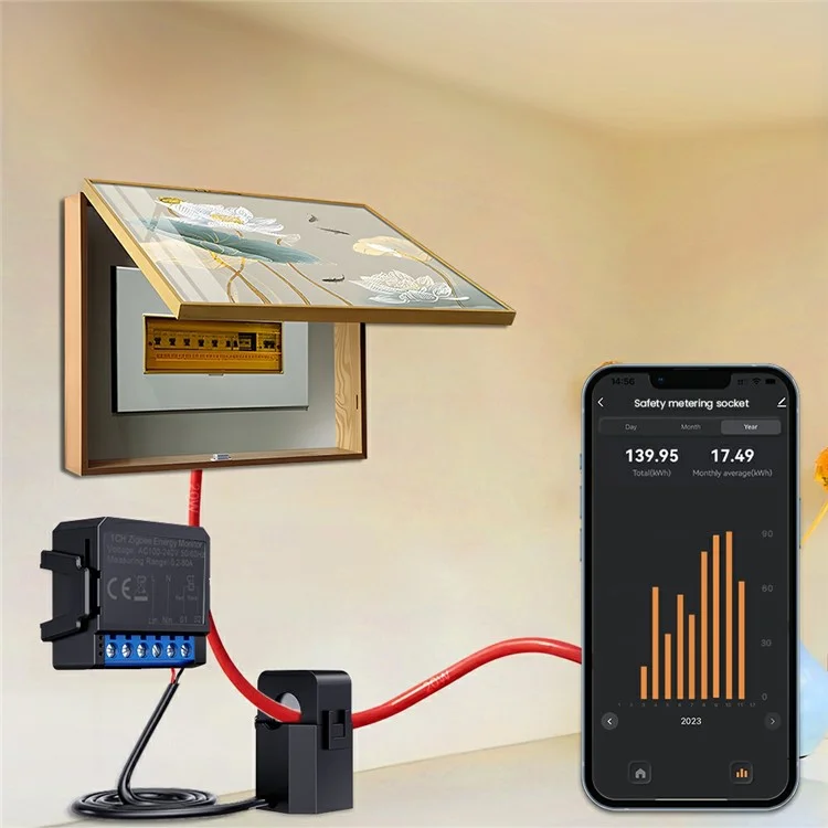 ZWPM16-1CH Tuya Zigbee Compteur d'énergie 80A Compteur intelligent en temps réel Statistiques de puissance Contrôle de l'application