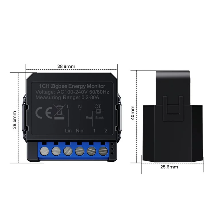 ZWPM16-1CH Tuya Zigbee Compteur d'énergie 80A Compteur intelligent en temps réel Statistiques de puissance Contrôle de l'application