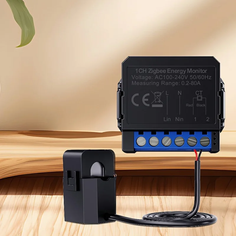 ZWPM16-2CH Tuya Zigbee Energy Monitor 80A Current Smart Meter Real Time Power Statistics APP Control