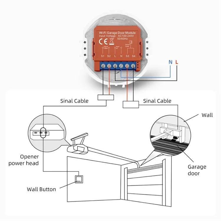 Modulo per porta del garage GDS16 WiFi Smart Timer Control Interruttore intelligente per porte a sezione / avvolgibili