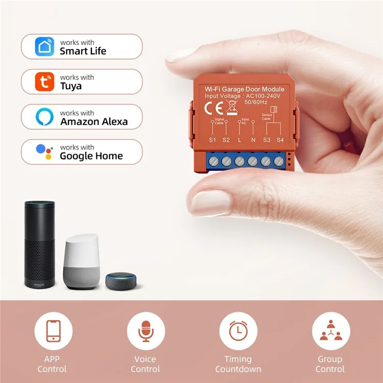 Modulo per porta del garage GDS16 WiFi Smart Timer Control Interruttore intelligente per porte a sezione / avvolgibili