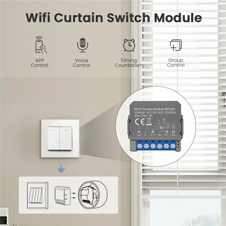 CSM16-RF-1 WiFi Curtain Switch Controller Module with RF433 Smart Blinds Control Tuya Smart Home Device