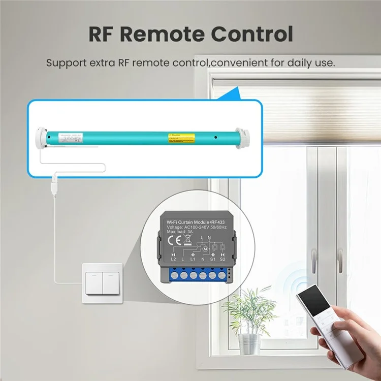 CSM16-RF-1 WiFi Curtain Switch Controller Module with RF433 Smart Blinds Control Tuya Smart Home Device