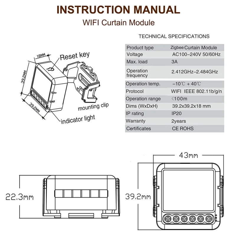 N-ZCSM01 Zigbee Curtain Controller Switch Module Smart APP Control Mini Actuator