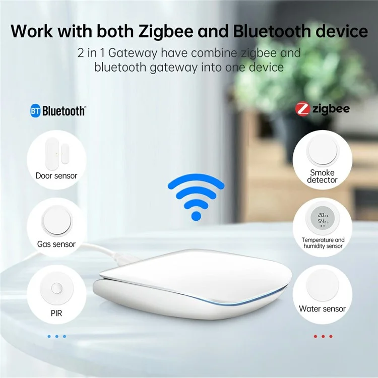 GW16 Умный ZigBee Bluetooth Двухрежимный Беспроводной Шлюз для Умного Дома Устройство Связи Дистанционное Приложение Управление - Темно-синий