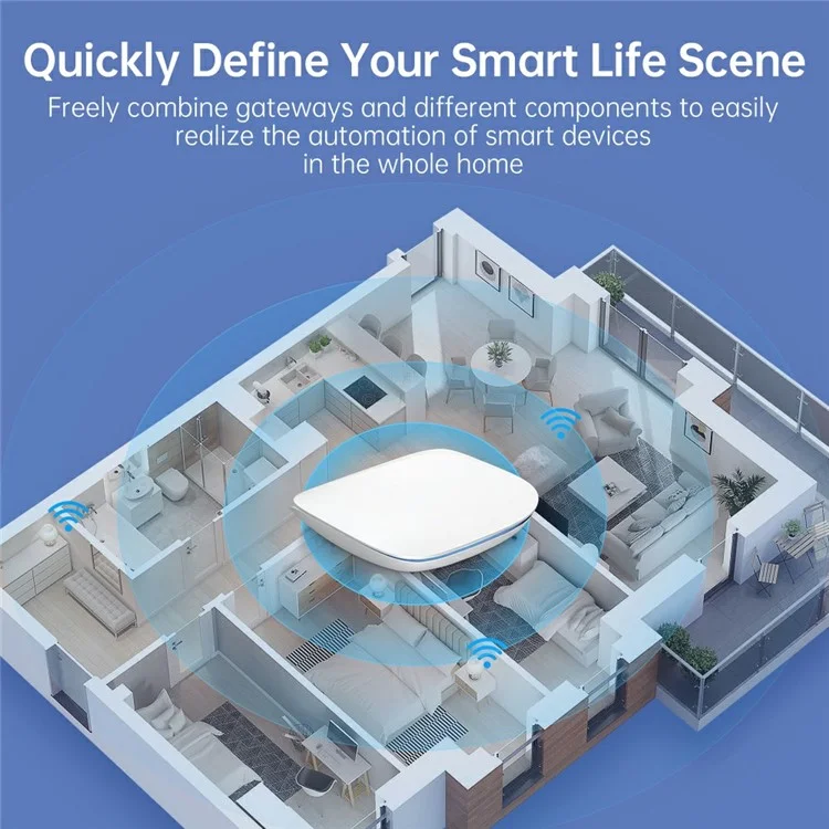 GW16 Умный ZigBee Bluetooth Двухрежимный Беспроводной Шлюз для Умного Дома Устройство Связи Дистанционное Приложение Управление - Темно-синий