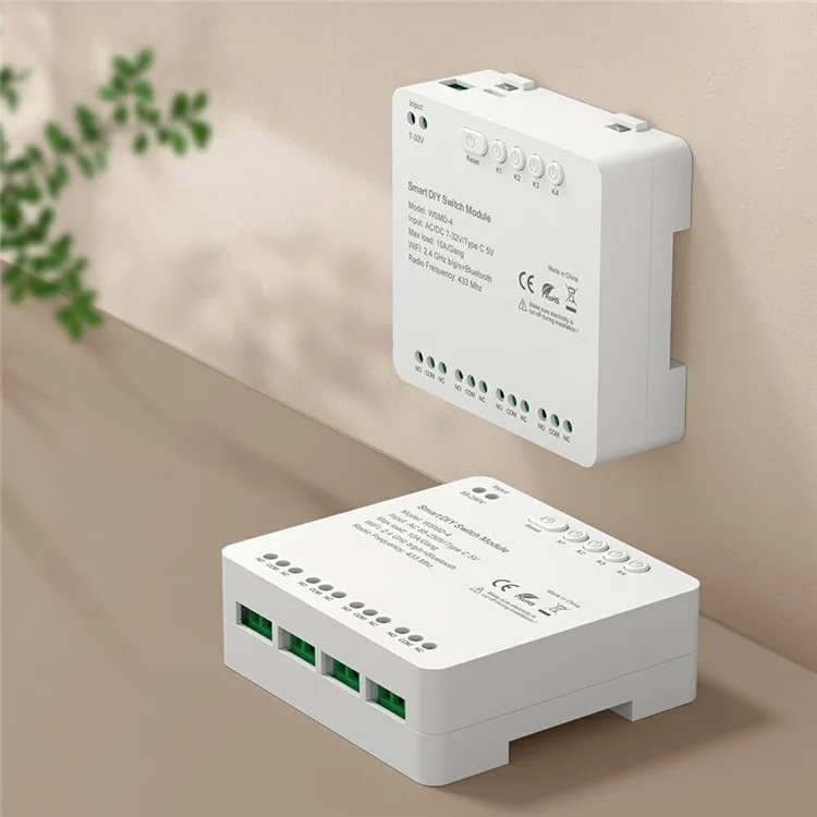 WSMD-4 4-канальный WiFi + RF433 Smart Релейный модуль DIY Переключатель дистанционного управления - AC 85-250В