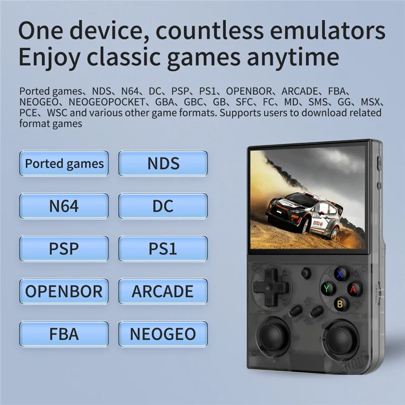 AMPOWN G350 Retro Handheld Game Console 3.5 Inch IPS Screen Wired Controller ( with 64G Memory ) - Transparent Black