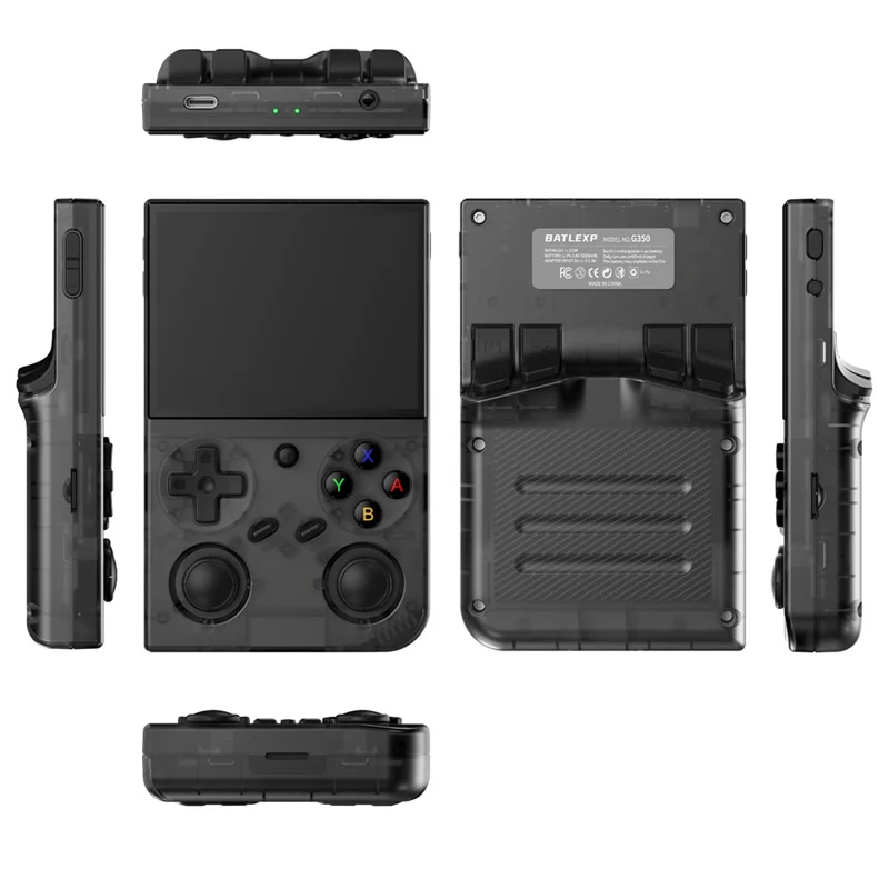 AMPOWN G350 Retro Handheld Game Console 3.5 Inch IPS Screen Wired Controller ( with 64G Memory ) - Transparent Black