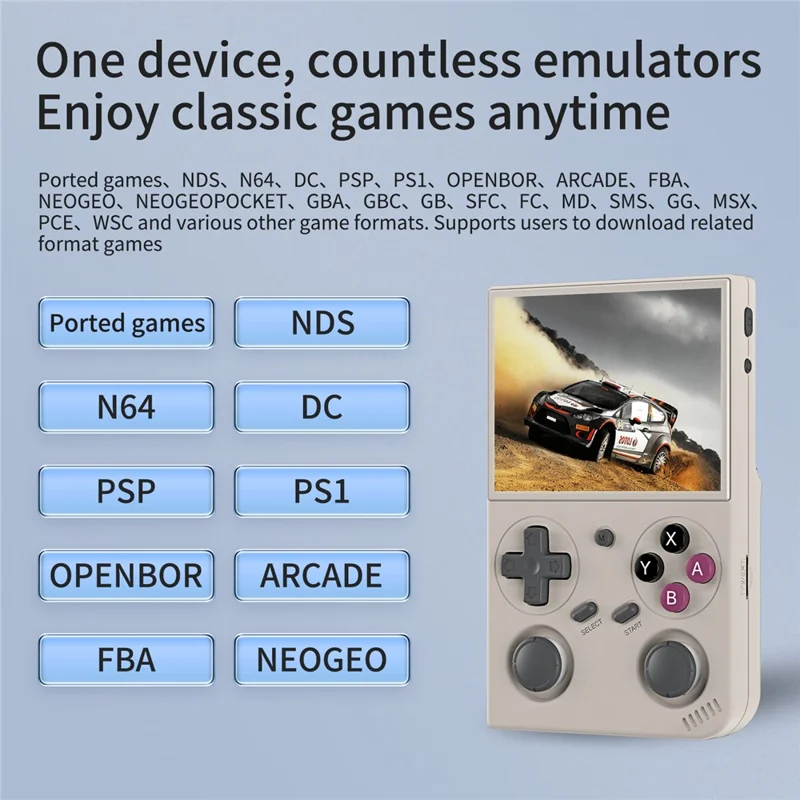 AMPOWN G350 Retro Handheld Game Console 3.5 Inch IPS Screen Wired Controller ( with 64G Memory ) - Grey
