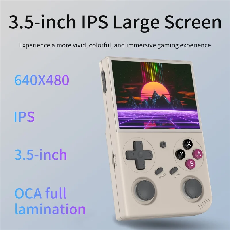 AMPOWN G350 Retro Handheld Game Console 3.5 Inch IPS Screen Wired Controller ( with 64G Memory ) - Grey