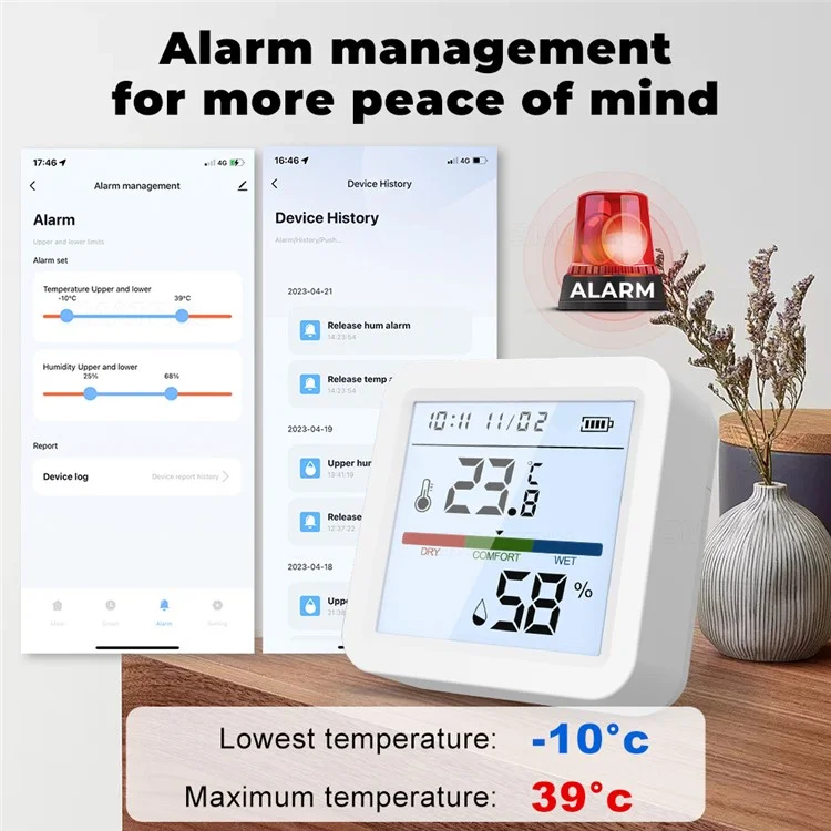 WSD017 Zigbee Умный датчик температуры и влажности Tuya с беспроводным мониторингом в реальном времени