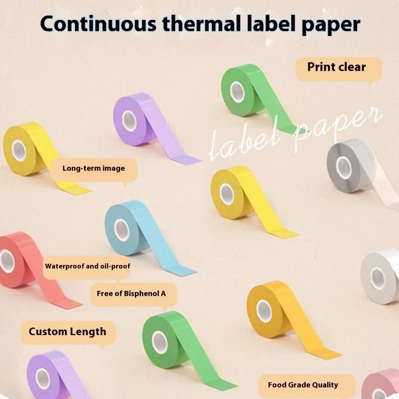 Thermal Paper Roll 15mm x 4m Waterproof Oil-Resistant Tear-Resistant Printing Paper for Portable Label Printers - Yellow