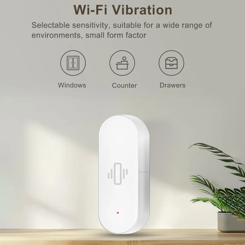 Tuya Smart WiFi Vibration Sensor Detection Smart Life APP Notification Real Time Motion Shock Alarm (No Battery)