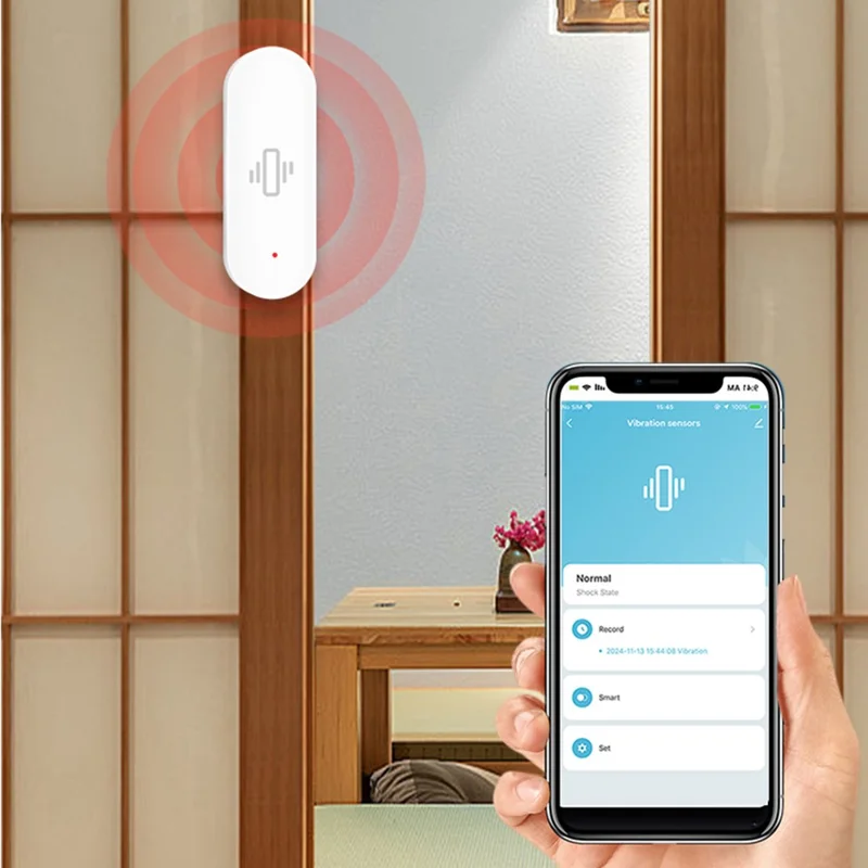 Tuya Smart WiFi Vibration Sensor Detection Smart Life APP Notification Real Time Motion Shock Alarm (No Battery)