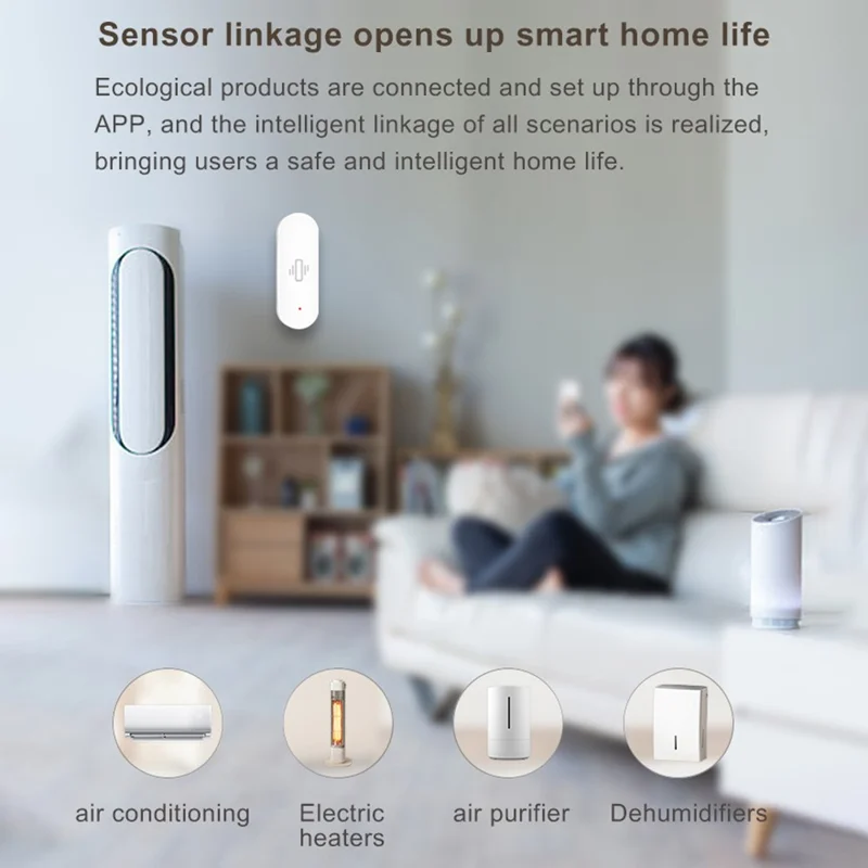 Tuya Smart WiFi Vibration Sensor Detection Smart Life APP Notification Real Time Motion Shock Alarm (No Battery)