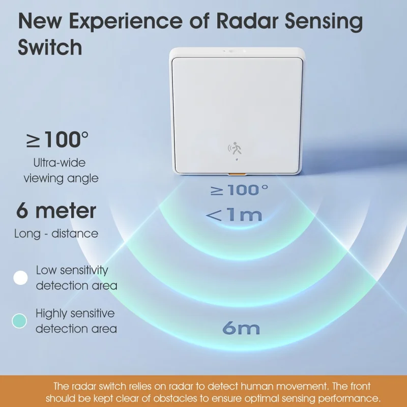 MG-KG126 Single Gang Zigbee Radar Smart Switch Remote Control Tuya Timer Human Sensor Wall Switch - Black