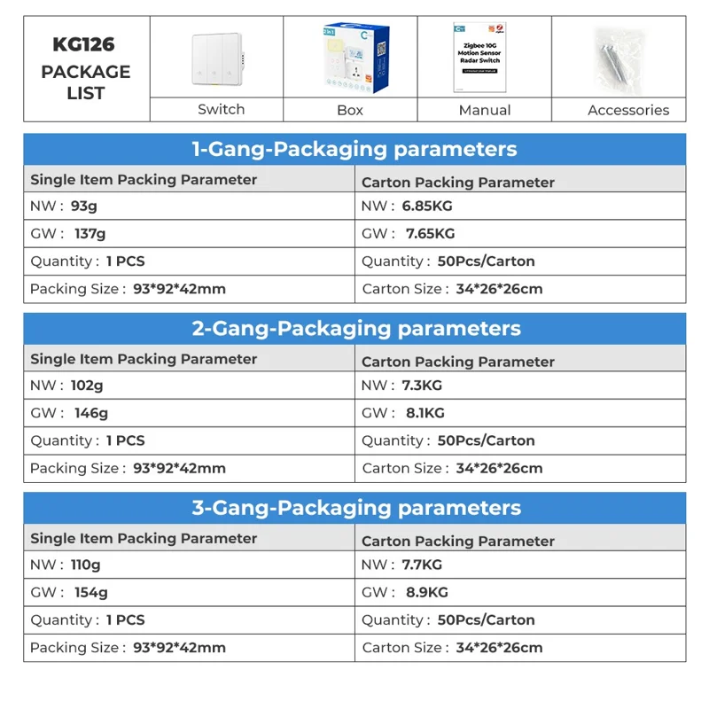 MG-KG126 2 Gang 1 Way Zigbee Radar Smart Switch Remote Control Tuya Timer Human Sensor Wall Switch - Black
