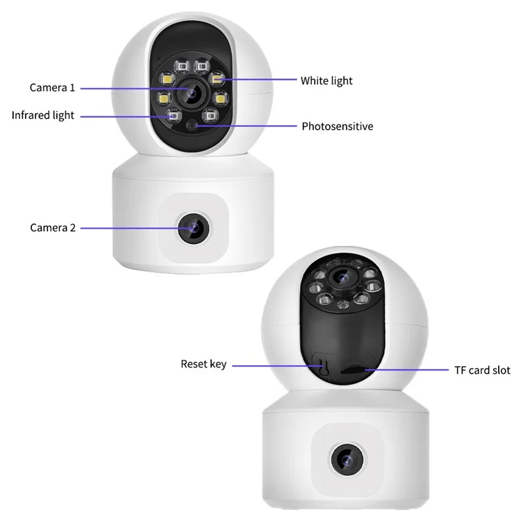 K22 Dual Lens 1080P HD Human Detection Camera Two Way Audio Home Security Night Vision WiFi Webcam