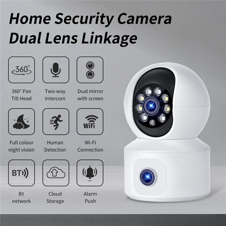 K22 Dual Lens 1080P HD Human Detection Camera Two Way Audio Home Security Night Vision WiFi Webcam