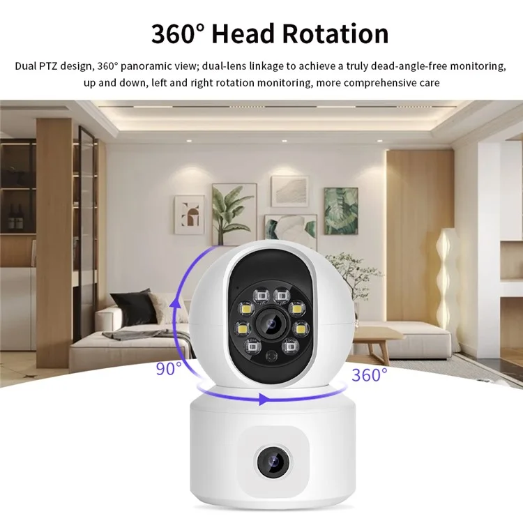 K22 Dual Lens 1080P HD Human Detection Camera Two Way Audio Home Security Night Vision WiFi Webcam