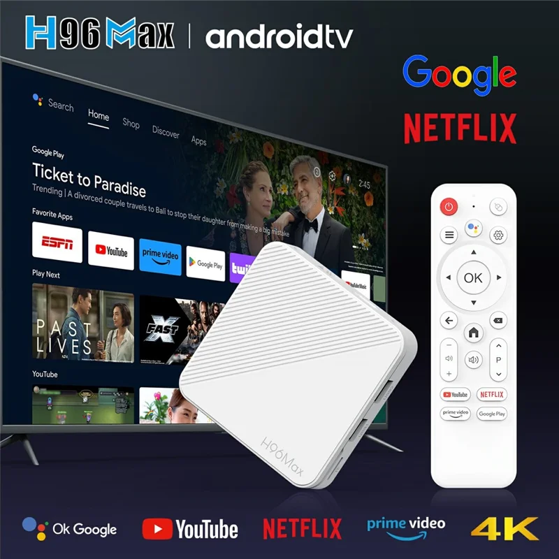 H96Max H313 2+16GB Android TV-boks WiFi 6 Bluetooth 4K Ultra HD-strømmingsenhed – UK-stik