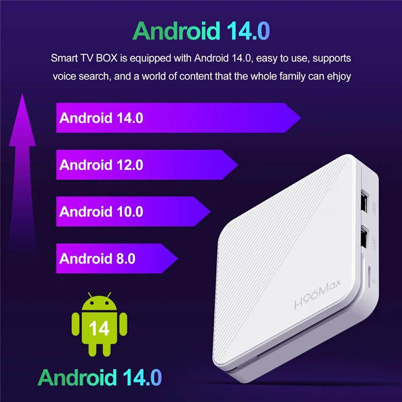 H96Max H313 2+16GB Android TV-boks WiFi 6 Bluetooth 4K Ultra HD-strømmingsenhed – UK-stik