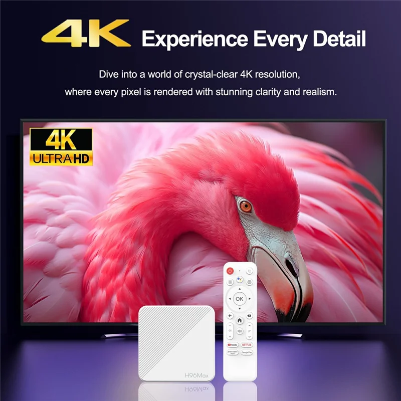 H96Max H313 2+16GB Android TV-boks WiFi 6 Bluetooth 4K Ultra HD-strømmingsenhed – UK-stik