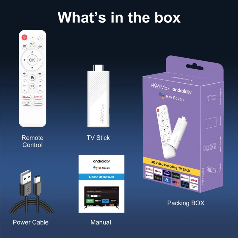 H96Max H313 2+8 Go Clé TV Android 14.0 4K Smart Streaming WiFi Compatible Bluetooth Mini Dongle TV