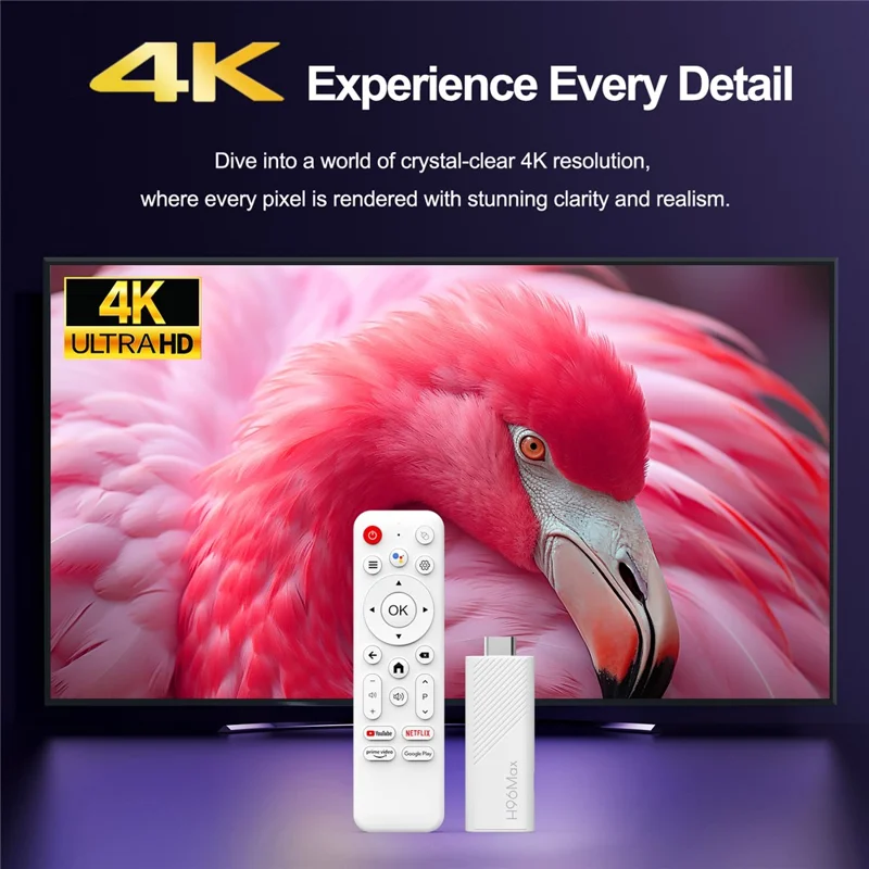 H96Max H313 2+16GB Android 14.0 Stick de TV 4K Smart Streaming WiFi Compatible con Bluetooth Mini Dongle de TV