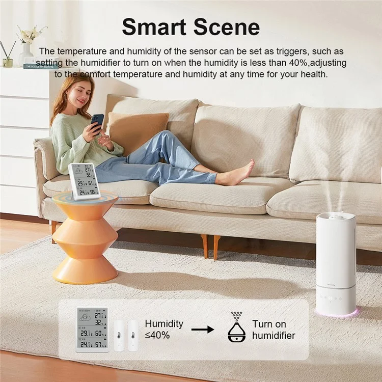 SMATRUL WSD023 WiFi RF Temperature Humidity Sensor LED Display Remote Control Smart APP Alarm Detector