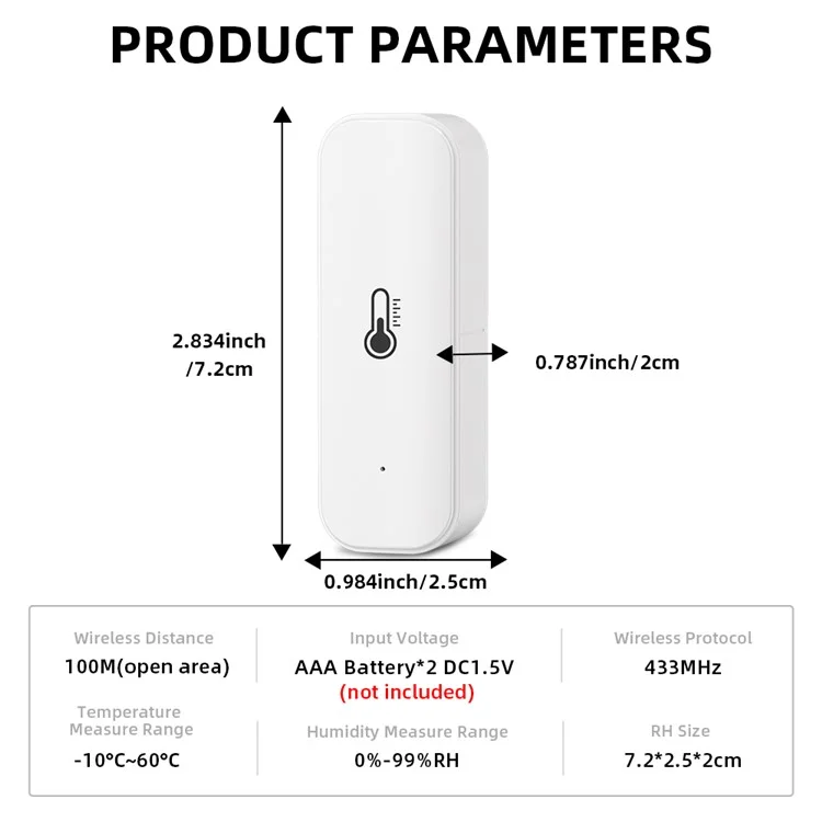 SMATRUL WSD023 WiFi RF Temperature Humidity Sensor LED Display Remote Control Smart APP Alarm Detector