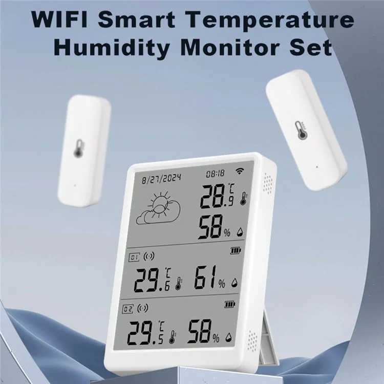 SMATRUL WSD023 WiFi RF Temperature Humidity Sensor LED Display Remote Control Smart APP Alarm Detector