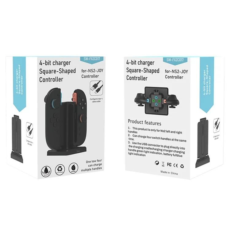 SW-TXZC017 For Nintendo Switch 2 Hand Grips Charging Dock 4 in 1 Magnetic Charging Stand Controllers Charger Base
