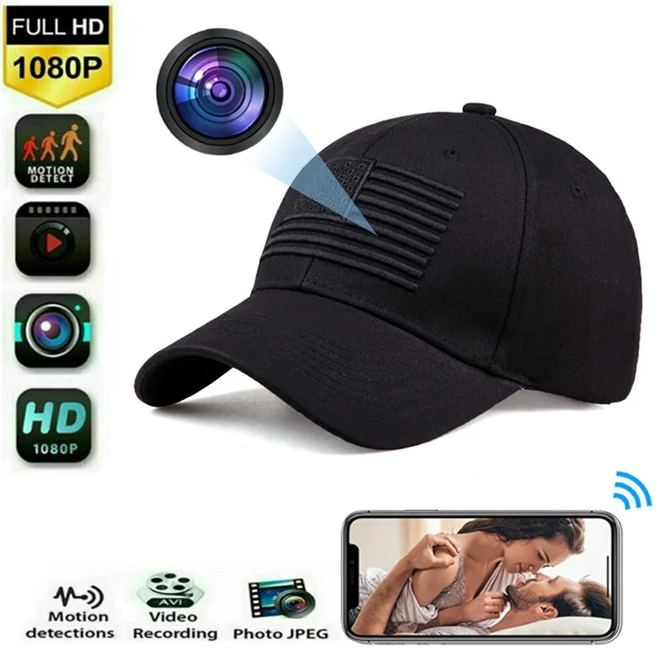 HD 1080P Mini Camera Baseball Cap with Motion Detection Outdoor Surveillance Camera