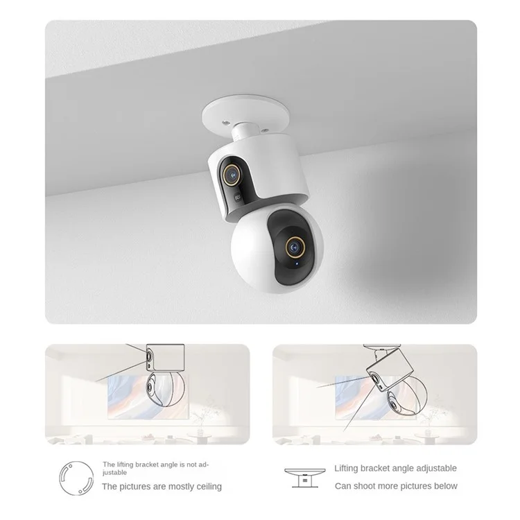 XIAOMI C500 Cámara inteligente de doble objetivo Resolución 2K Detección de IA Audio bidireccional Cámara WiFi, Enchufe CN