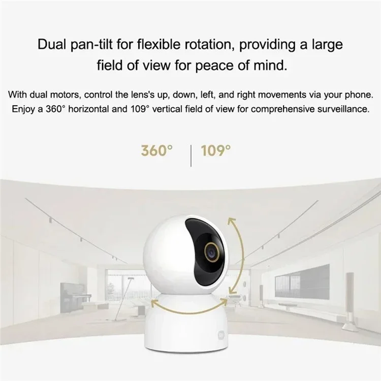 Câmera Inteligente XIAOMI 3 PTZ Versão Visão Noturna Áudio Bidirecional Câmera Wi-Fi para Segurança Residencial, Plug CN