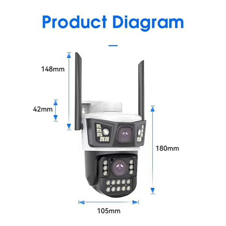 V421A WiFi Outdoor Security Camera Full Color Night Vision 360 Degree Panoramic Monitor Cam