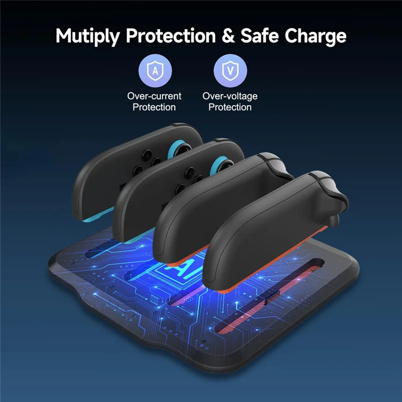 For Nintendo Switch 2 Controller 4-Slot Charging Dock Left Right Gamepad Charger with LED Indicators
