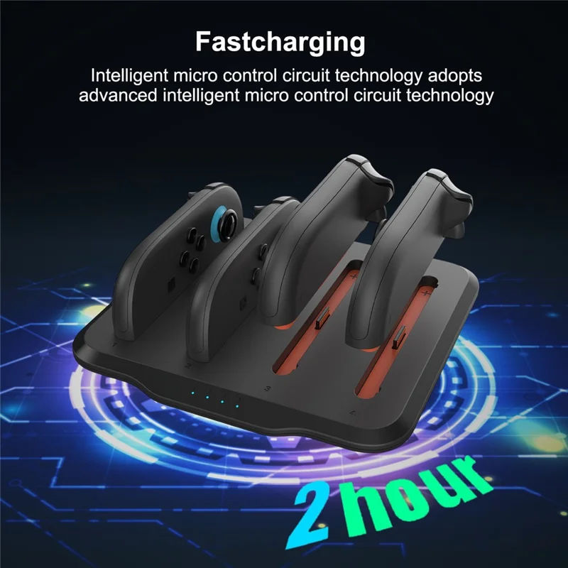 For Nintendo Switch 2 Controller 4-Slot Charging Dock Left Right Gamepad Charger with LED Indicators