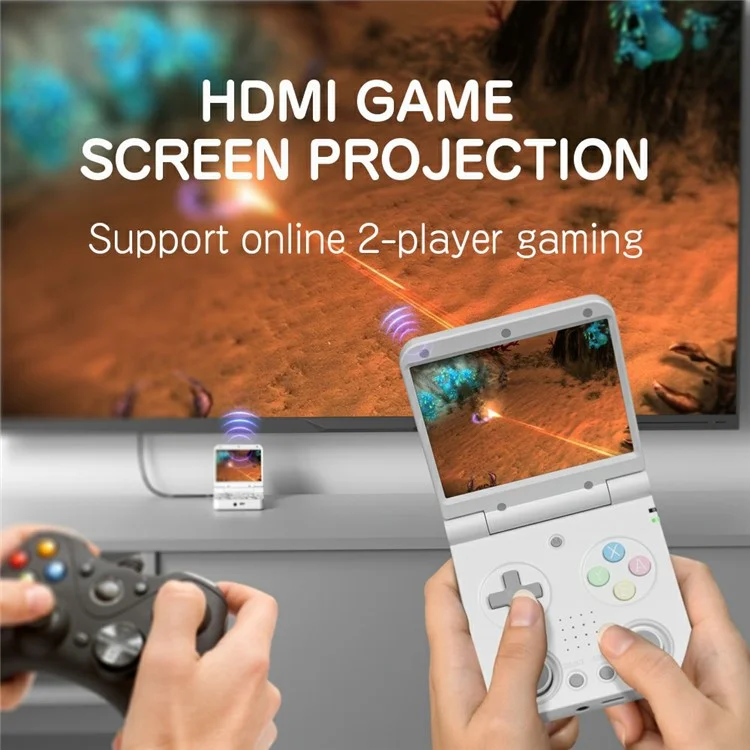 AMPOWN Miyoo Flipv2 Console de Jogos Portátil com Tela IPS de 3,5 Polegadas, Sistema Operacional Linux (Sem Cartão) - Branco