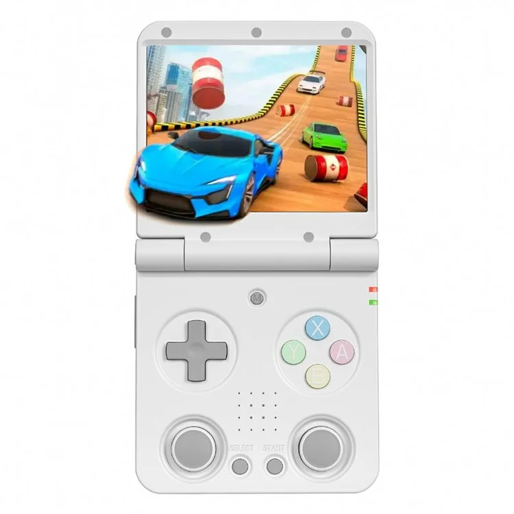 AMPOWN Miyoo Flipv2 Console de Jogos Portátil com Tela IPS de 3,5 Polegadas, Sistema Operacional Linux (Sem Cartão) - Branco