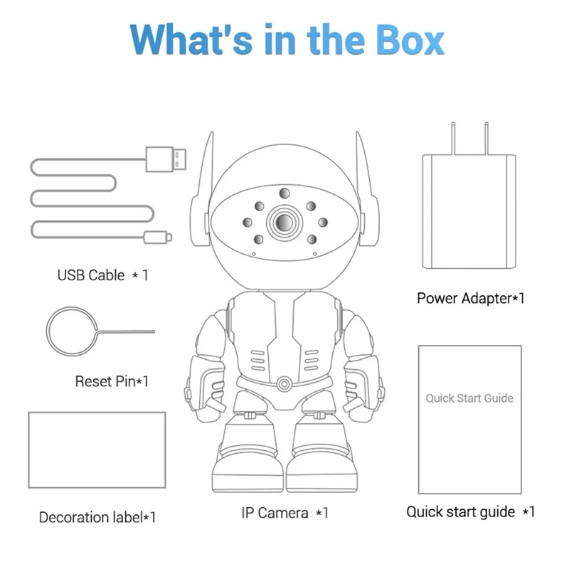 ESCAM PT205 Robot Design Home Camera 1080P Auto Tracking Two-Way Audio WiFi Network Camera - US Plug