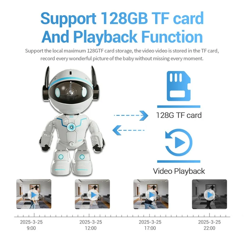 ESCAM PT205 Robot Design Home Camera 1080P Auto Tracking Two-Way Audio WiFi Network Camera - US Plug