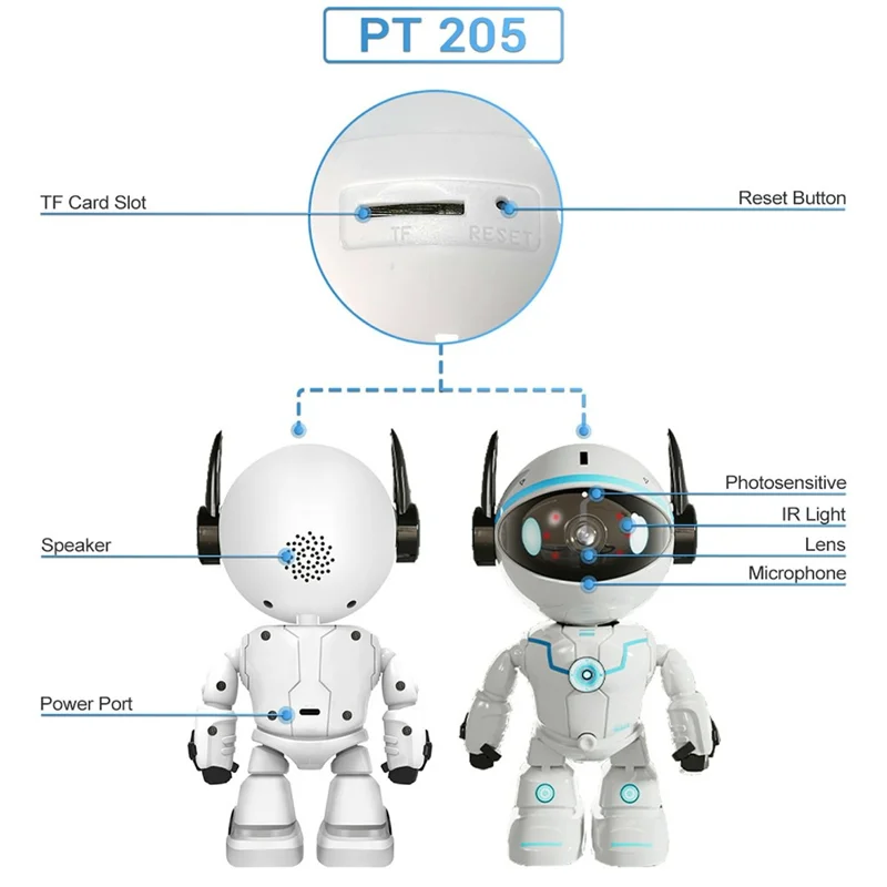 ESCAM PT205 Robot Design Home Camera 1080P Auto Tracking Two-Way Audio WiFi Network Camera - US Plug