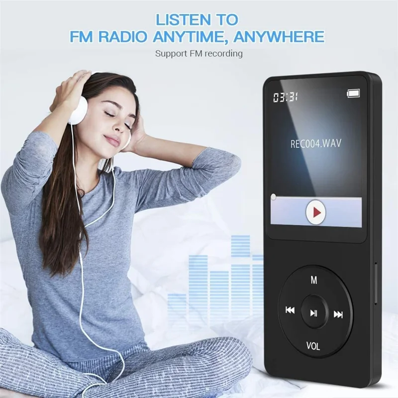 T1 1.8 Inch Screen Portable MP4 Music Player Bluetooth-Compatible E-Book FM Radio (With 64G TF Card) - Black