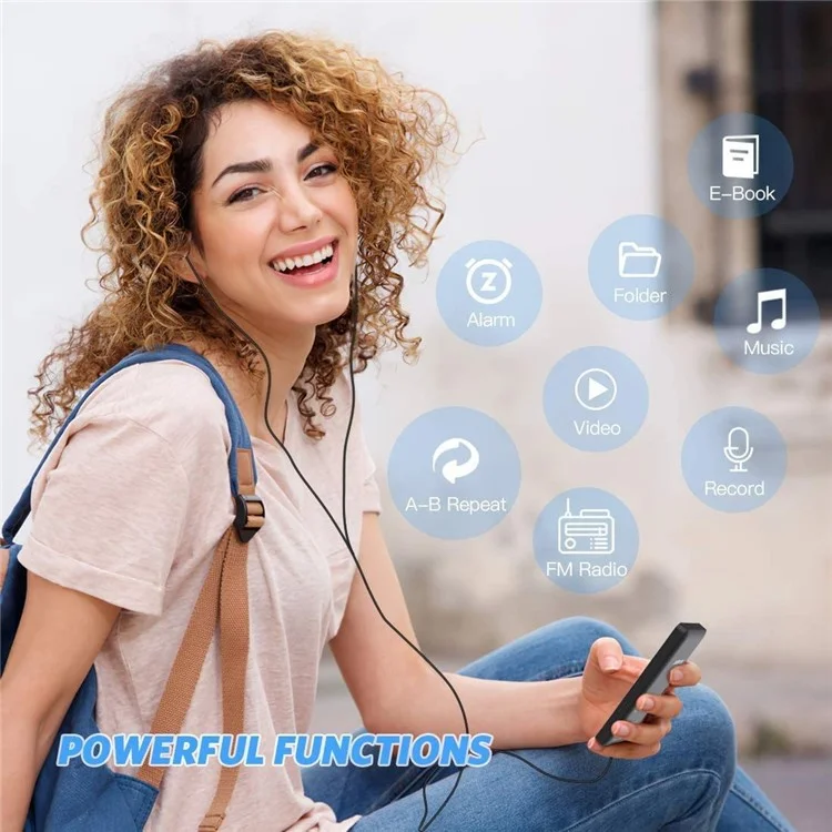 T1 1.8 Inch Screen Portable MP4 Music Player Bluetooth-Compatible E-Book FM Radio (With 64G TF Card) - Black